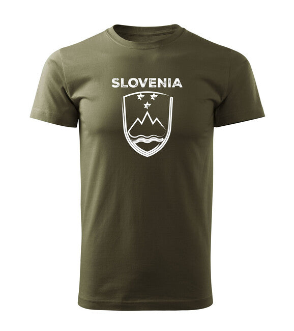 DRAGOWA kratka majica slovenski znak s natpisom, maslinasto zelena