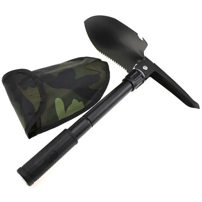 DRAGOWA Tactical Outdoor multifunkcionalna sklapajuća lopatica s pijukom i futrolom Ember, crna
