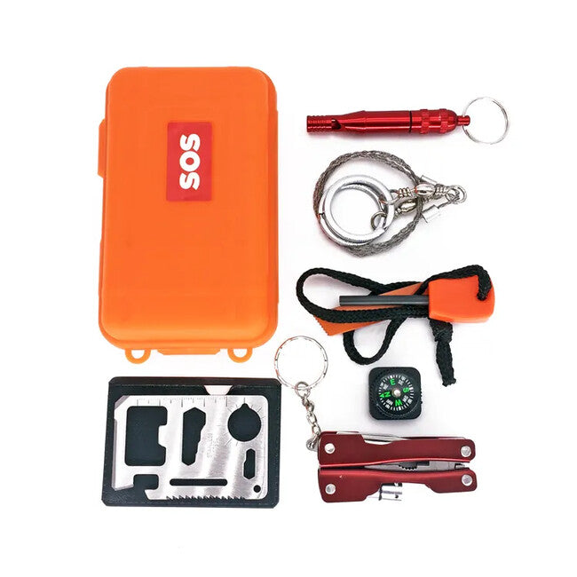 DRAGOWA Tactical set Outdoor za preživljavanje 7u1, Oak, narančasti