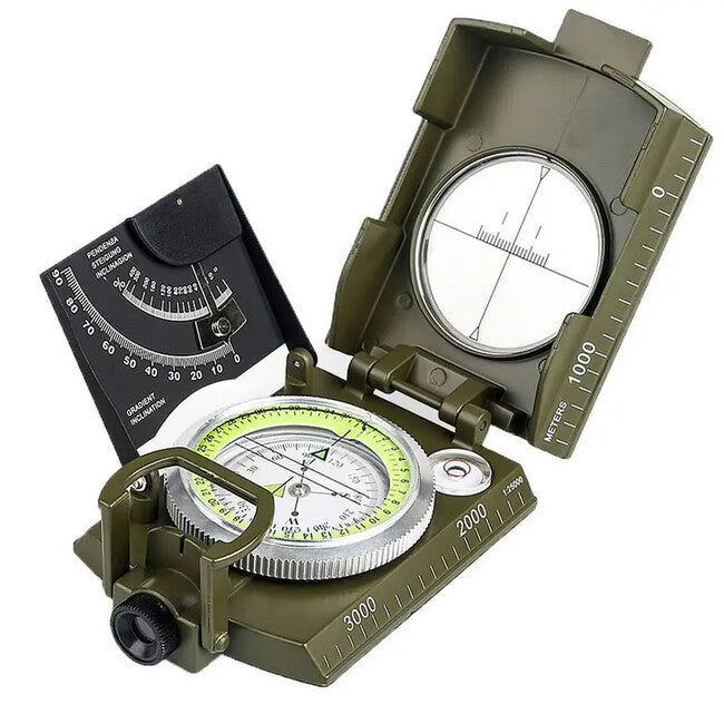 DRAGOWA Tactical Wally sklapajući vodootporni metalni kompas s futrolom, zeleni