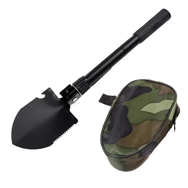 DRAGOWA Tactical Dakota sklapajuća taktička lopata i pijuk s futrolom, crna
