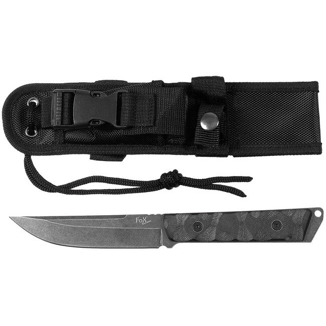 Fox Outdoor Fighter nož, crni, ručka G10, s futrolom