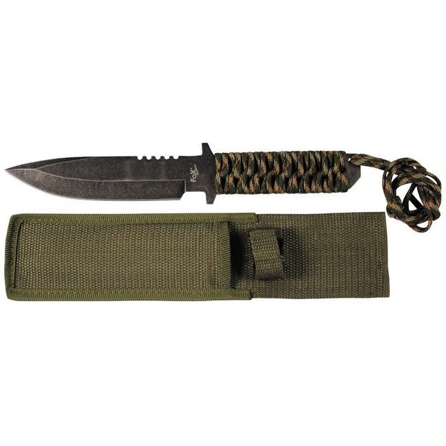 Fox Outdoor nož s Parakordom Stonewashed, crni