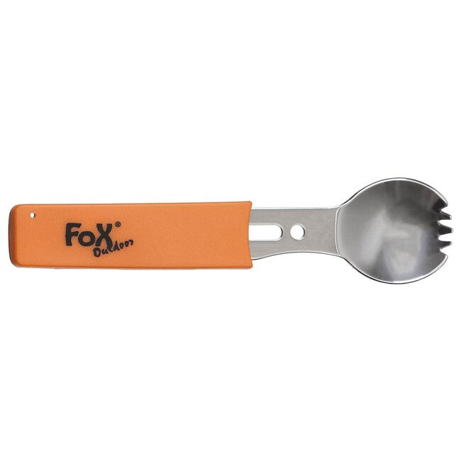 Fox Outdoor multifunkcionalna žlica nehrđajući čelik, narančasta ručka