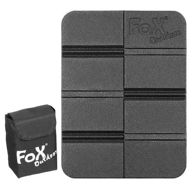 Fox Outdoor sklopiva termo podloga za sjedalo s MOLLE džepom, crna