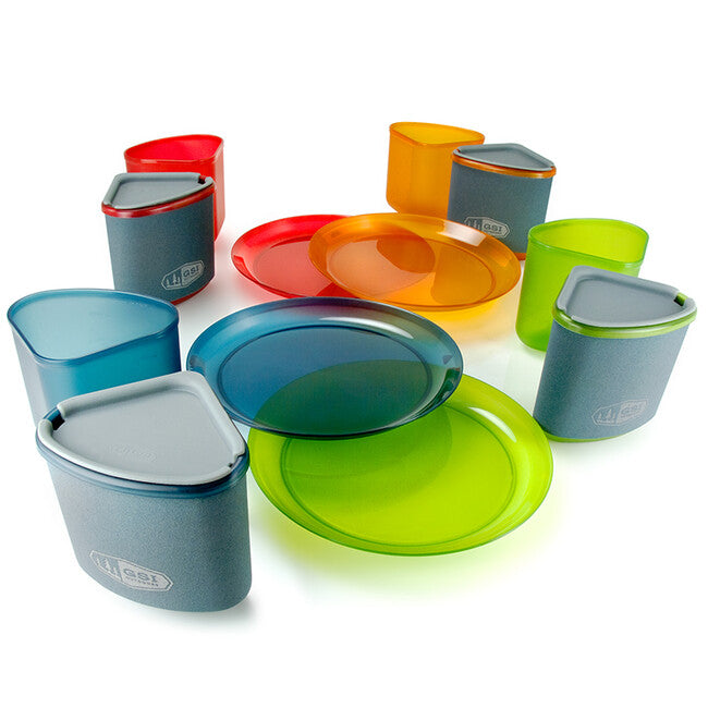 GSI Outdoors Infinity 4 Person Compact Tableset kamping set posuđa za 4 osobe, Multicolor