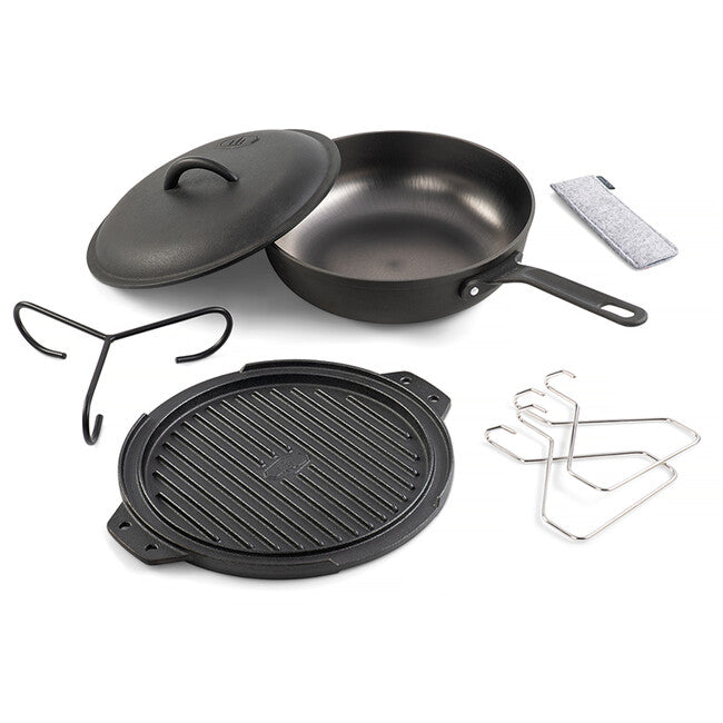 GSI Outdoors Guidecast Cookset set posuđa od lijevanog željeza za kuhanje na otvorenoj vatri 260 mm