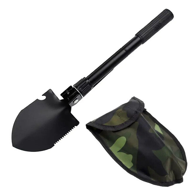 DRAGOWA Tactical Outdoor multifunkcionalna sklapajuća lopatica s pijukom i futrolom Ember, crna