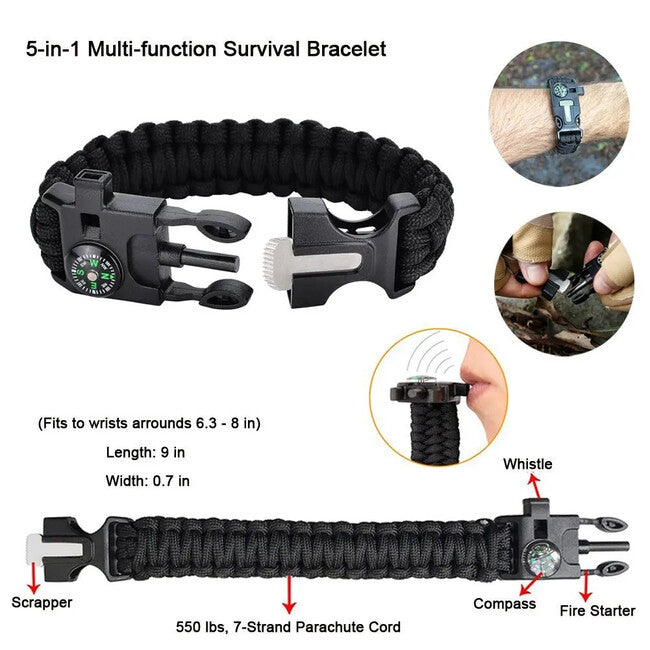 DRAGOWA Tactical kamping set za preživljavanje u hitnim slučajevima, Ash, veliki