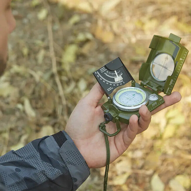 DRAGOWA Tactical Wally sklapajući vodootporni metalni kompas s futrolom, zeleni