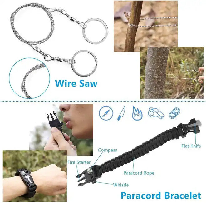 DRAGOWA Tactical kamping set za preživljavanje u hitnim slučajevima, Ash, veliki