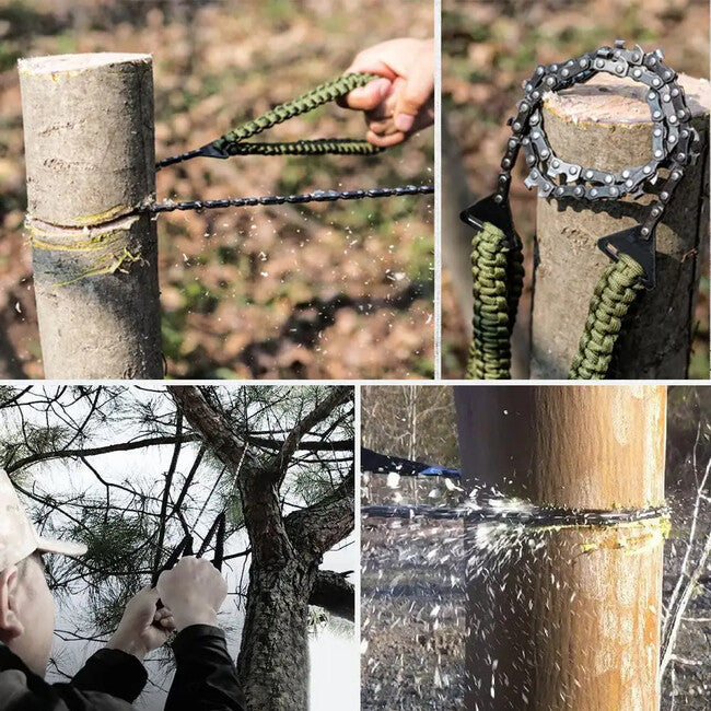 DRAGOWA Tactical Wander džepna lančana pila s paracord ručkom, zelena