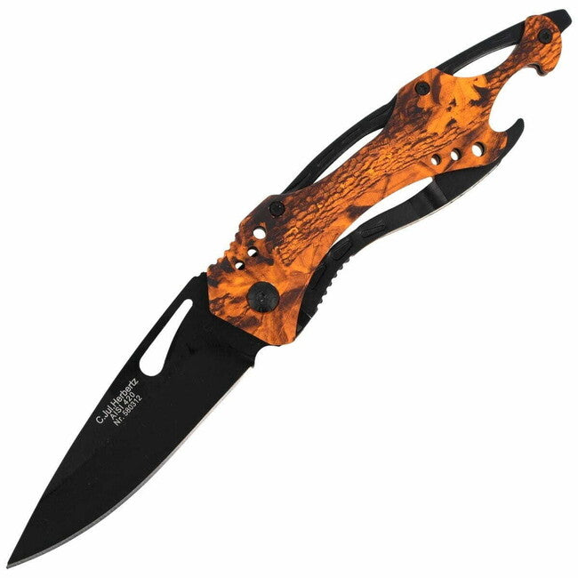 Herbertz univerzalni jednoručni džepni nož 9 cm, aluminij, narančasta kamuflaža, otvarač za boce