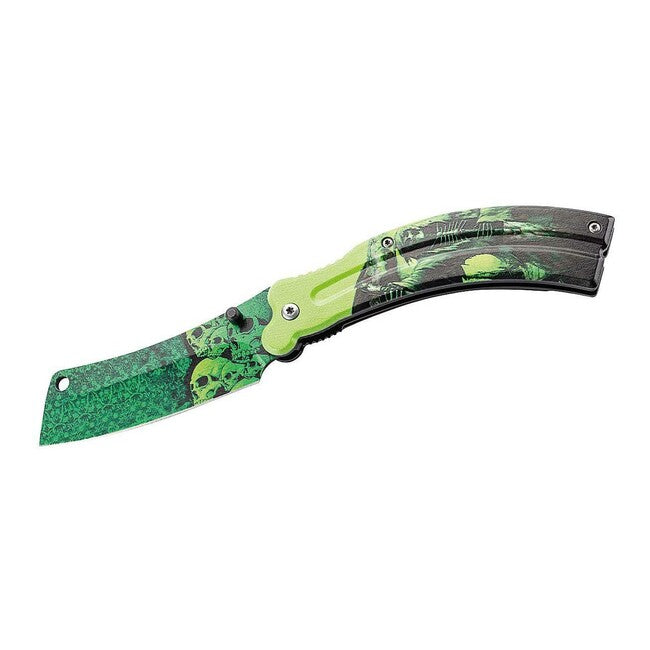 Herbertz džepni nož 8,5 cm jednoručni, aluminij, crni-zeleni, 3D lubanja