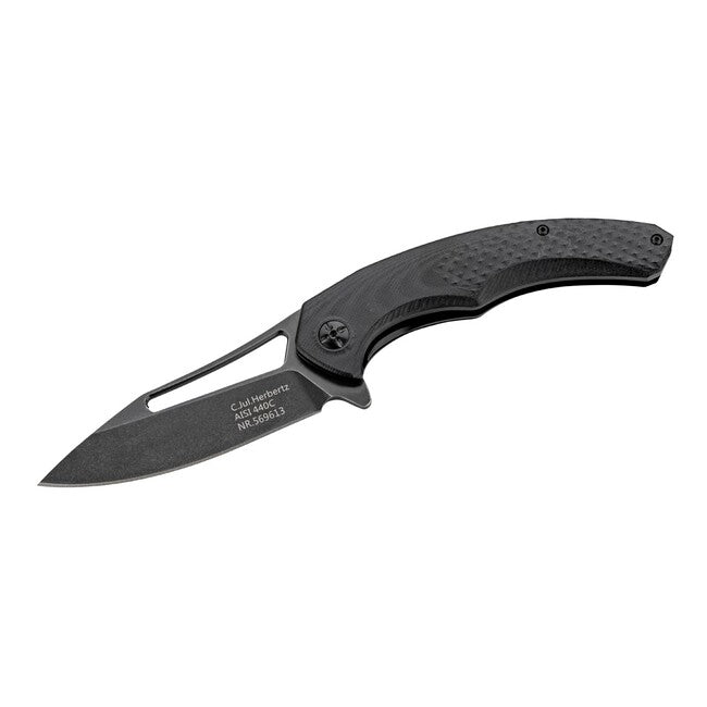 Herbertz jednoručni džepni nož, teksturirani G10, crni, 9,5cm