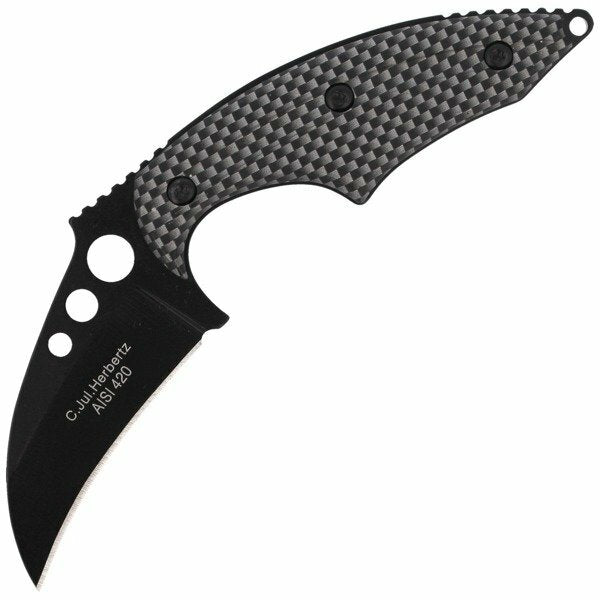 Herbertz Carambit nož na vrat aluminij izgled, crno-sivi, 6cm