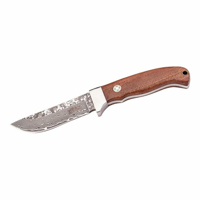 Herbertz svestrani nož 9 cm damast drvo Cocobolo na remen, kožna futrola