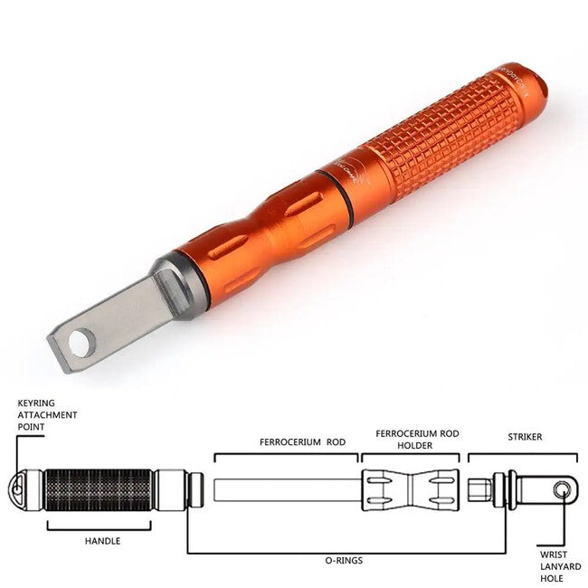 DRAGOWA Tactical Redflame džepno vodootporno magnezijsko kresivo, crno