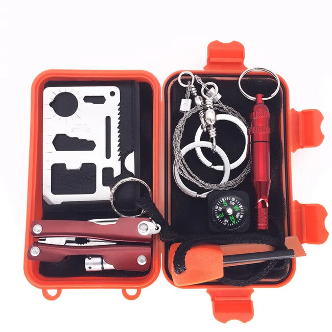 DRAGOWA Tactical set Outdoor za preživljavanje 7u1, Oak, narančasti