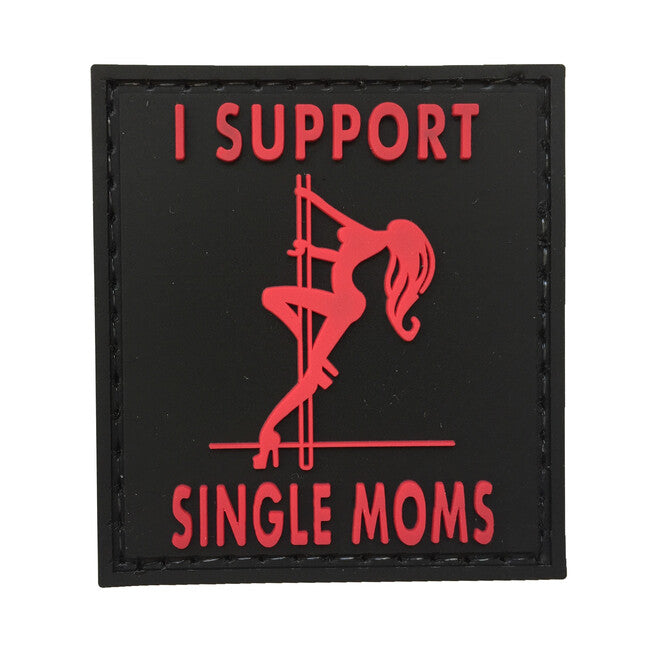 WARAGOD I Support Single Moms našivak PVC Patch, Black and Red
