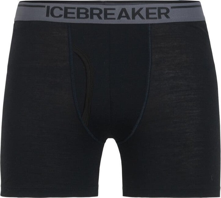Icebreaker Anatomica muške bokserice s otvorom, crne