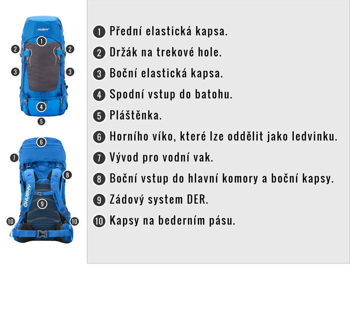 HUSKY Ultralight Rony New ruksak 50l, crni