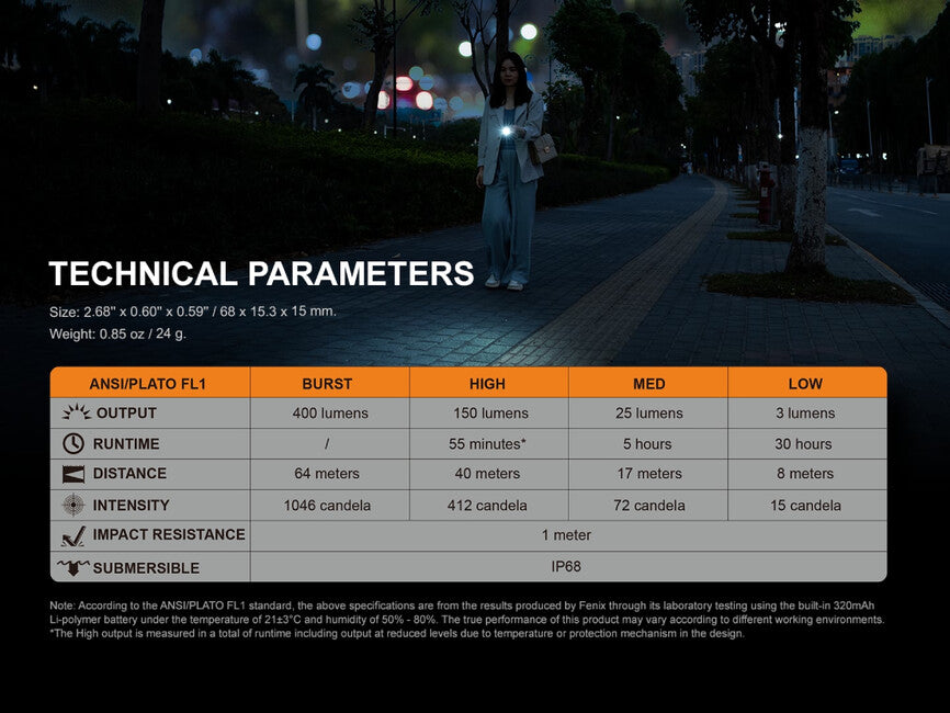 Fenix E05R punjiva mini svjetiljka, smeđa