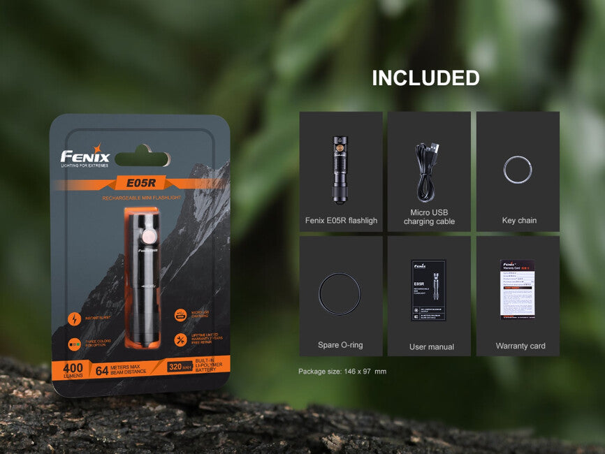 Fenix E05R punjiva mini svjetiljka, smeđa