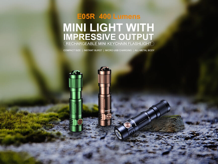Fenix E05R punjiva mini svjetiljka, crna