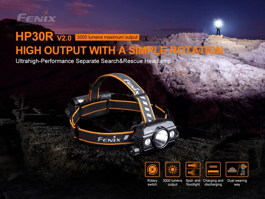 Fenix HP30R V2.0 naglavna svjetiljka 21700, siva
