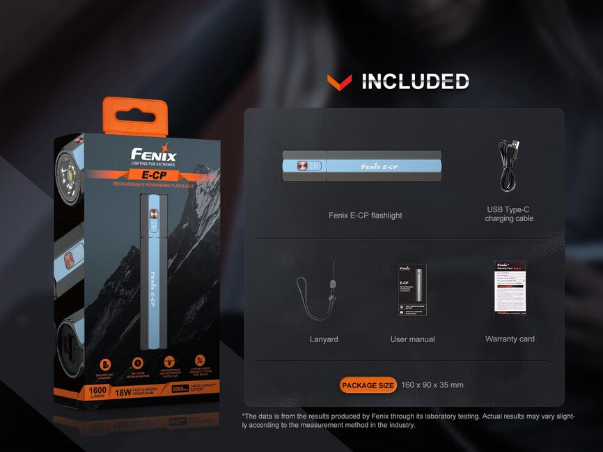 Fenix E-CP powerbank sa svjetiljkom, crna