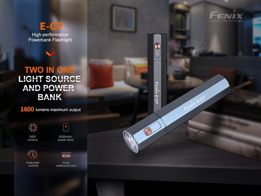 Fenix E-CP powerbank sa svjetiljkom, crna