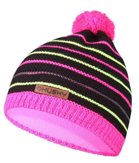 HUSKY Cap 34 dječja kapa, crna/neon ružičasta
