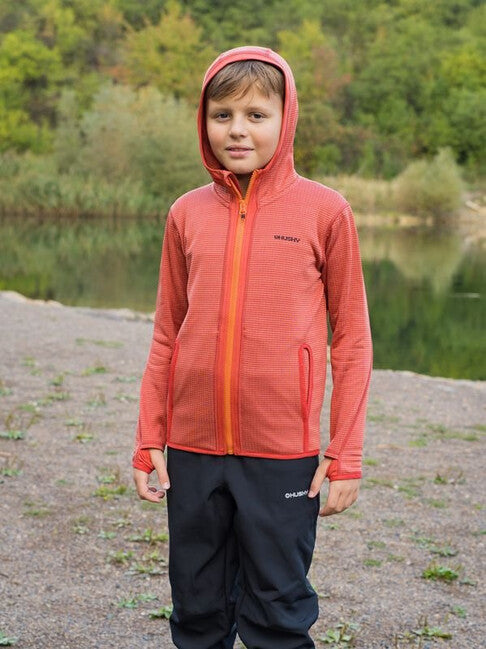 HUSKY Artic Zips K pulover dječji s kapuljačom, crveni/crnomodri