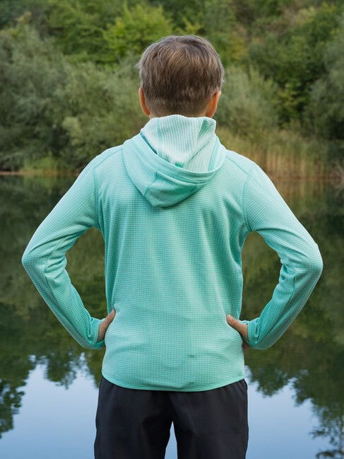 HUSKY Artic Zips K pulover dječji s kapuljačom, tirkizni/crnomodri