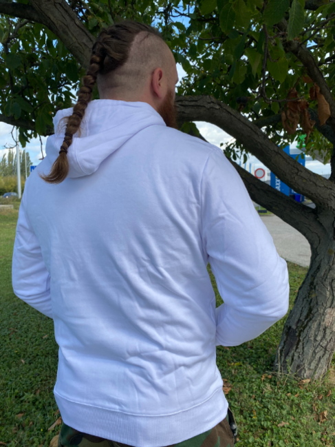 DRAGOWA Molon Labe muški pulover s kapuljačom 320 g/m², bijeli