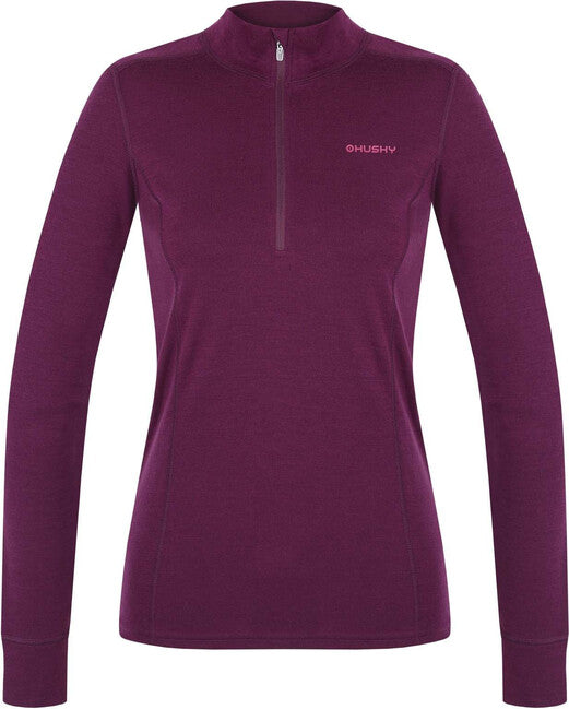 HUSKY Aron Zip ženski merino pulover, deep magenta