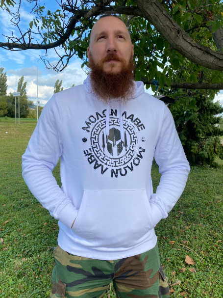 DRAGOWA Molon Labe muški pulover s kapuljačom 320 g/m², bijeli