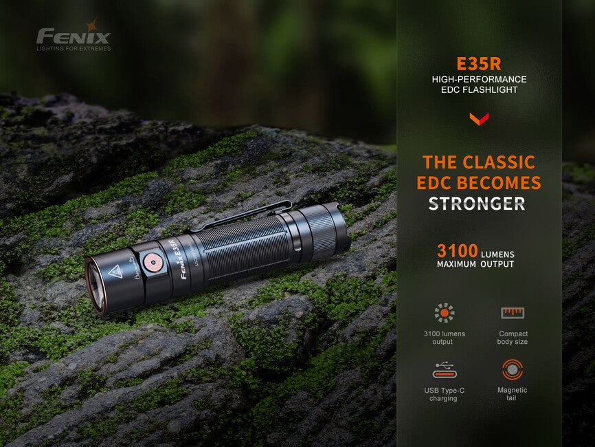 Fenix E35R punjiva džepna svjetiljka i bijeli difuzor AOD-S V2.0