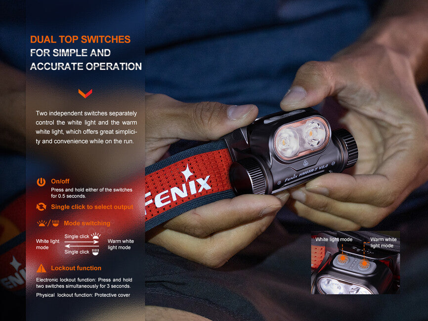 Fenix HM65R-T V2.0 punjiva naglavna svjetiljka, crvena