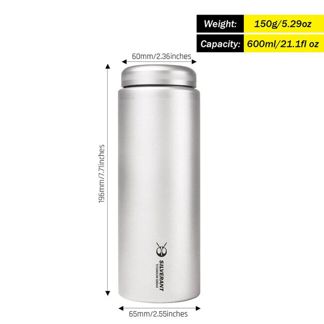 Silverant titanijska boca s ravnim poklopcem, 600 ml