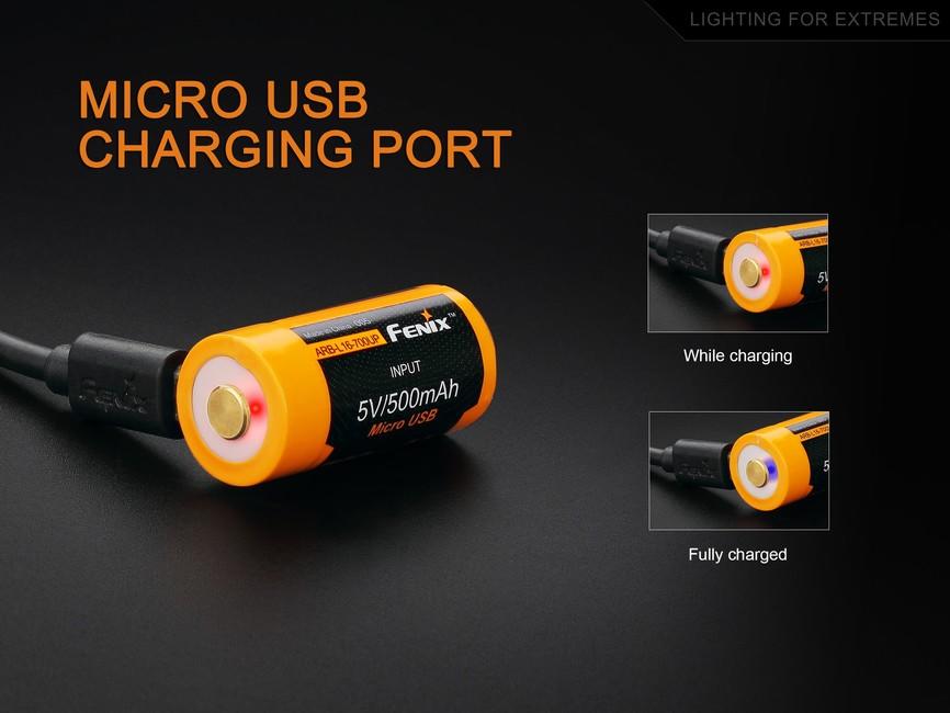 Fenix RCR123A 700 mAh USB Li-ion high current