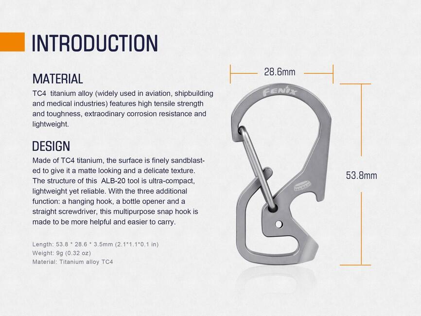 Fenix ALB-20 karabiner, titanijski