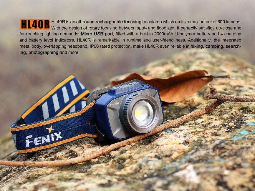 Fenix HL40R naglavna svjetiljka, plava