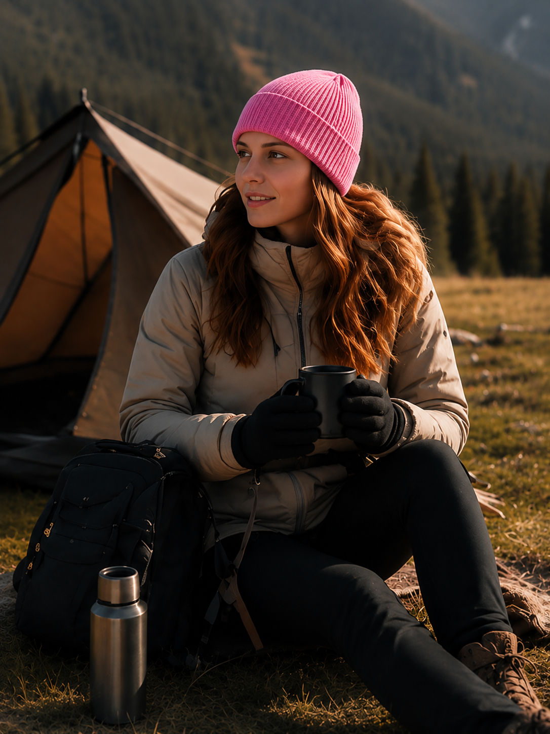 WARAGOD Isvik balaklava s 3 otvora, light pink