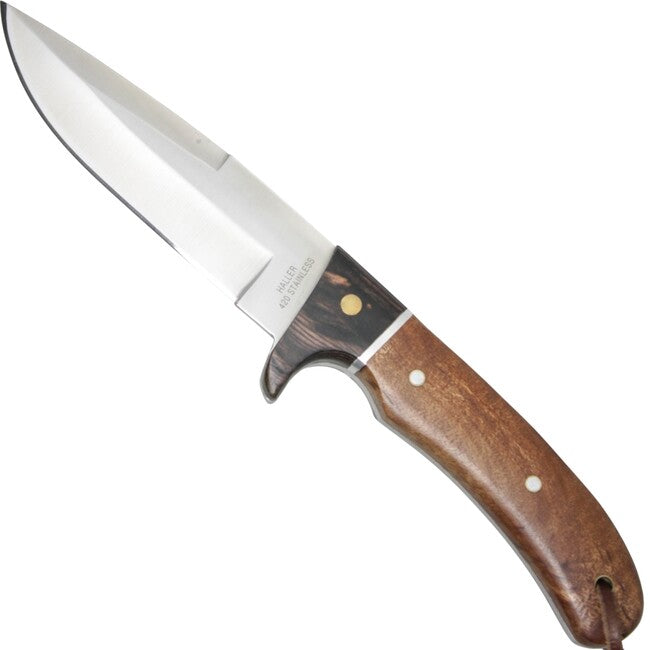 Haller Jagd nož s fiksnom oštricom 110 mm, Wurzelholz, Lederscheide