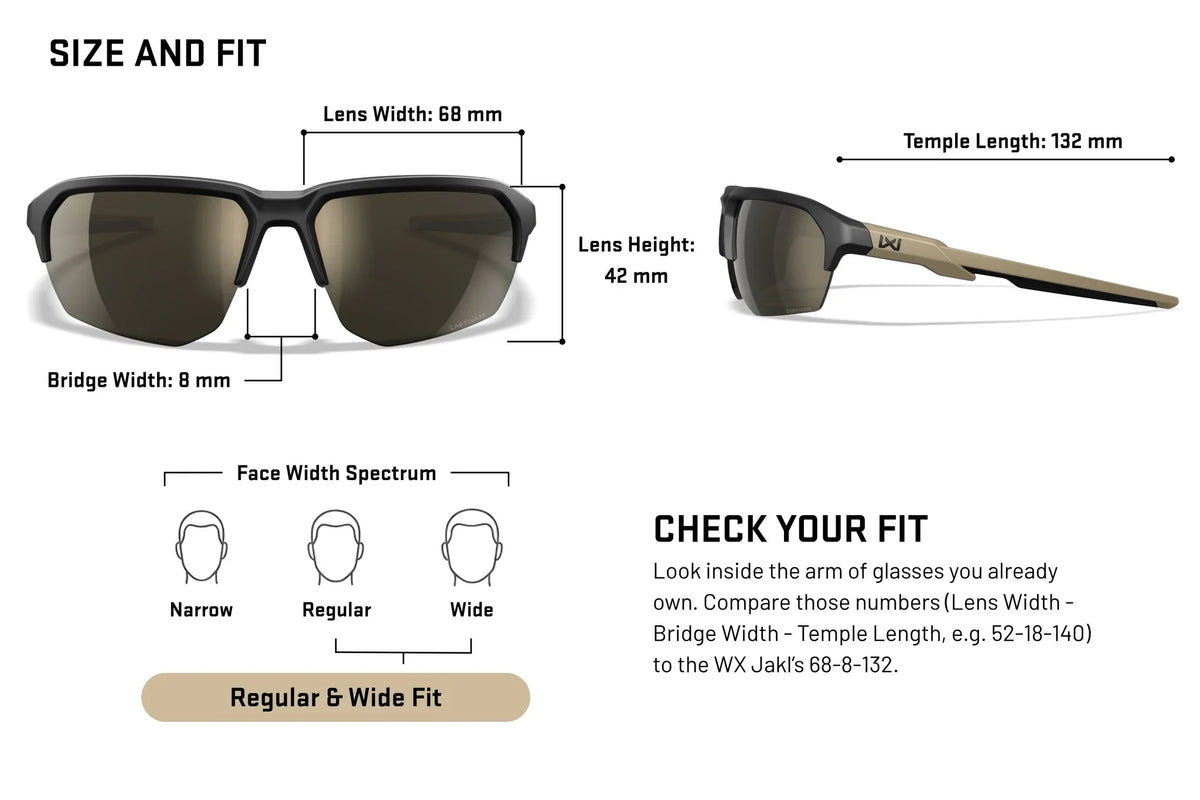 Wiley X Jakl slnečné okuliare, Captivate Grey/ Matte Black - Size & Fit