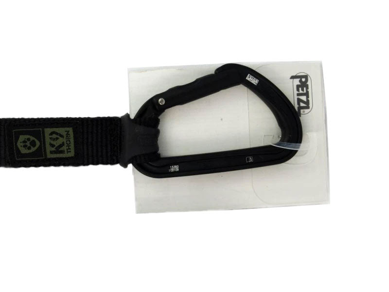K9 Thorn povodac s dvostrukim hvatom i karabinerom petzl, crni, XL