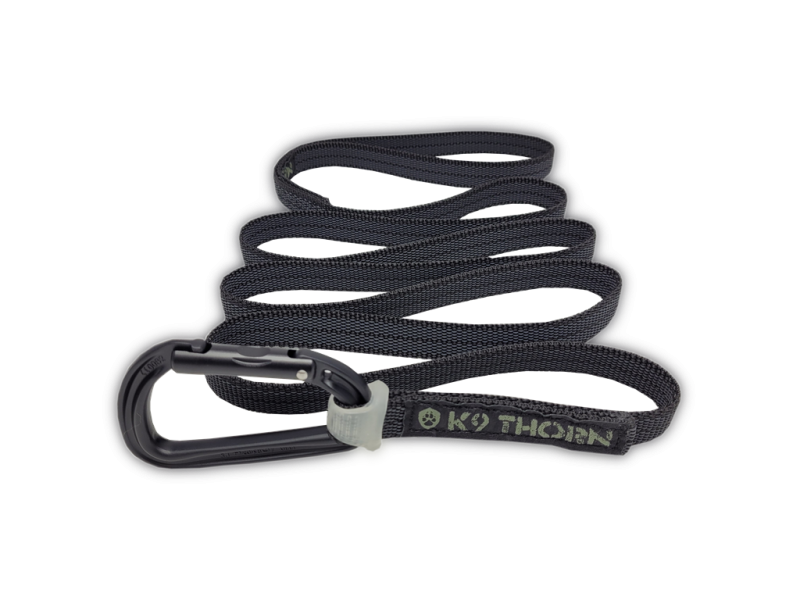 K9 Thorn protuklizni povodac s karabinerom Petzl, crni, XL