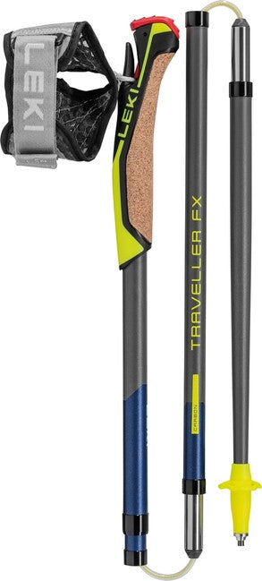 LEKI Traveller FX.One Carbon Nordic Walking štapovi, srebrnosiv-ponoćni plav tamni metalik-neonsko žuti